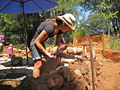 Starting the first layer of the cob stem wall. Click to see full image Starting the first layer of the cob stem wall