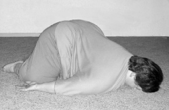 Balasana with a large person