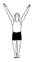 Yogic breath with arms upraised