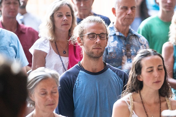 Karma Yoga spiritual interns during Community Meditation Karma Yoga spiritual interns during Community Meditation