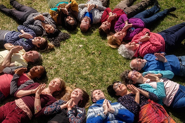 Karma Yoga spiritual interns during morning satsang Karma Yoga spiritual interns during morning satsang