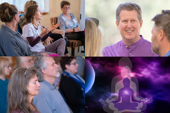 Montage of teacher and pupils at The Expanding Light Retreat