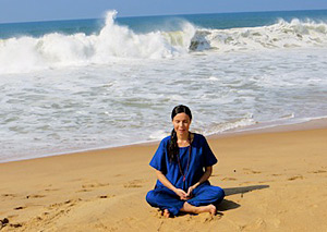 Meditating near the Arabian Sea, Kerala, India