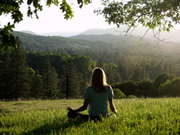 Meditating at sunset