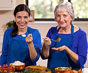 Diksha adn Devi creating Thanksgiving Dinner