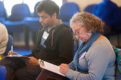 Program guests concentrating on their goals
