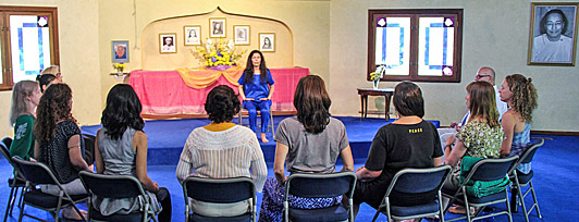 Diksha teaching at the Expanding Light Retreat