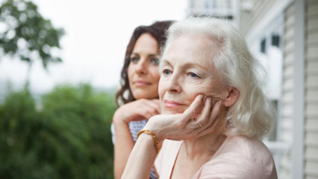 Elderly mother and daughter