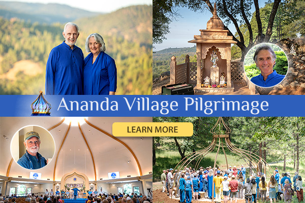 Ananda Village Pilgrimage Collage with Learn More button