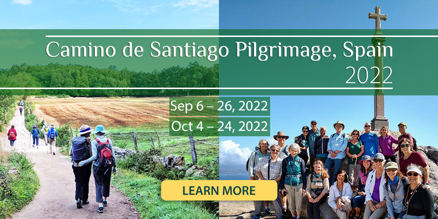 Camino Pilgrimage banner with Sitabai and Dora
