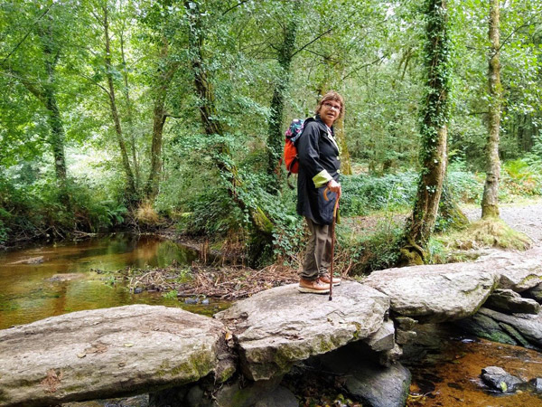 Pam-on-rocks Camino-Spain