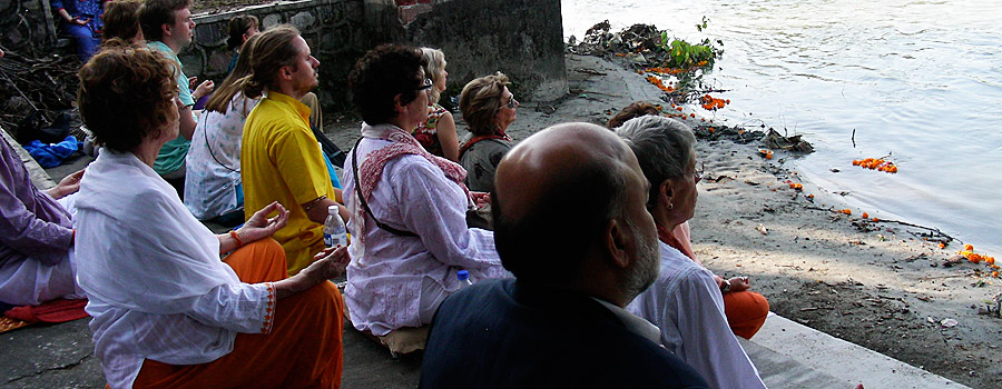 Meditation on the banks of the Ganges