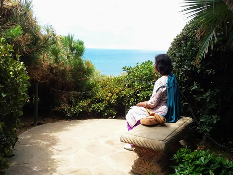 Ananda Spiritual Travels-Encinitas-Meditation in Hermitage-garden